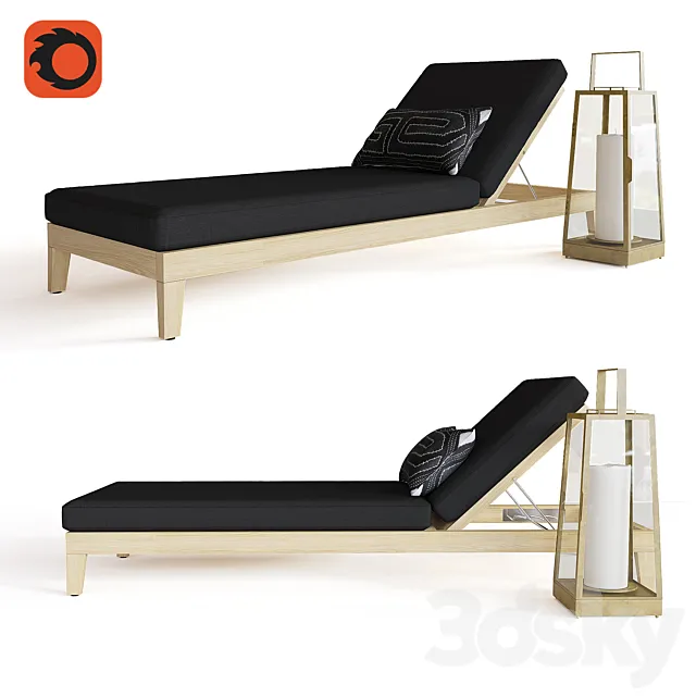 BALMAIN TEAK CHAISE 3D Model