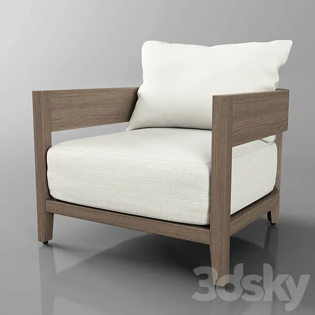 balmain teak lounge chair 3D Model