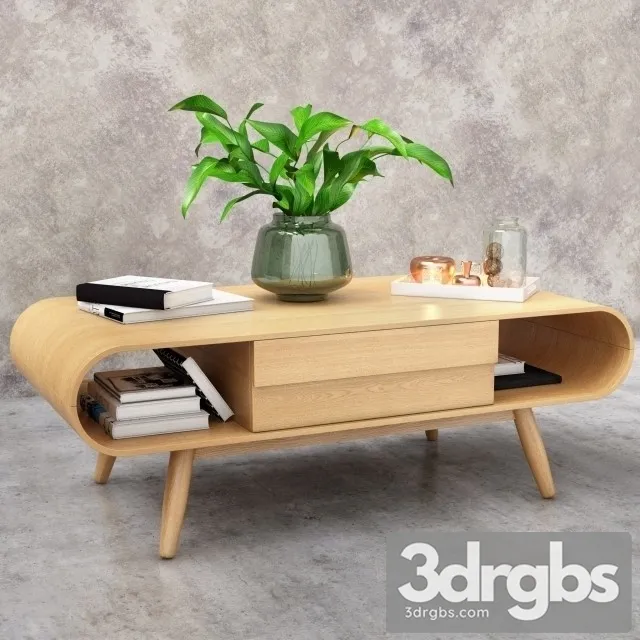 Baltik Natural Wood Scandinavian Coffee Table 3D Model Free