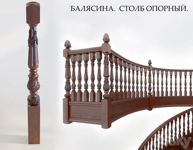 Baluster (Element of classical staircase) 3D Model