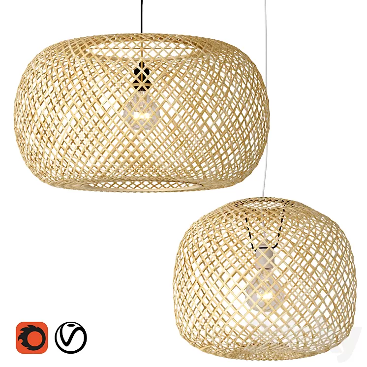 Bamboo chandelier La Redoute Ezia 3D Model Free