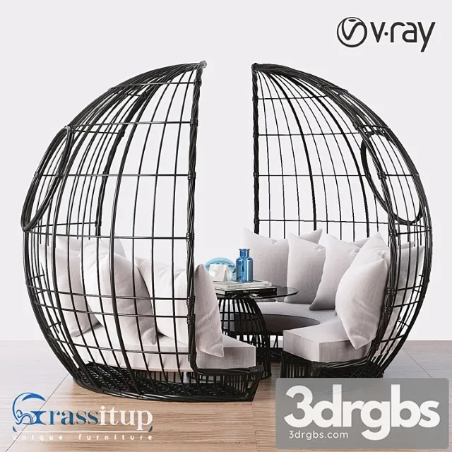 Bamboo daybed - grassitup 2 3D Model Free