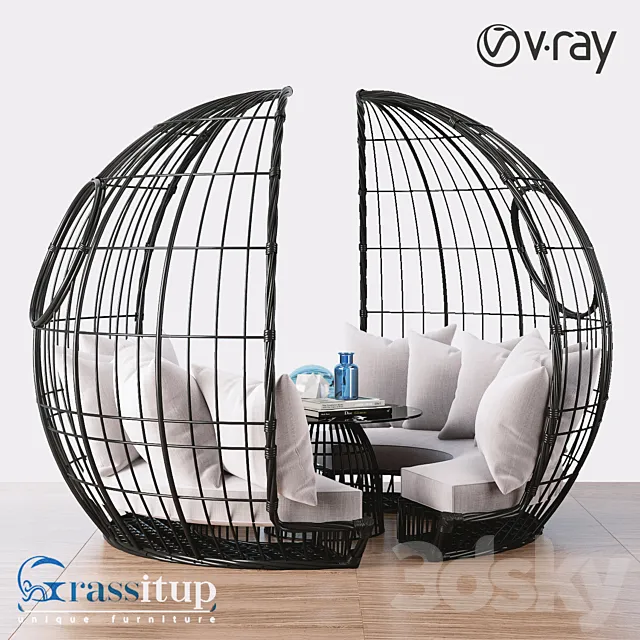 Bamboo Daybed - Grassitup 3DModel