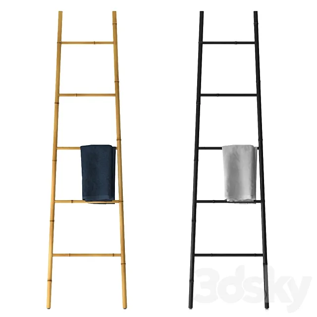 Bamboo ladder towel rail 3D Model