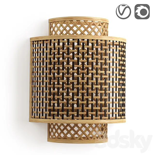 Bamboo lampshade Haya 3D Model