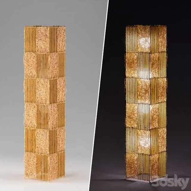 Bamboo rattan floor lamp 3D Model