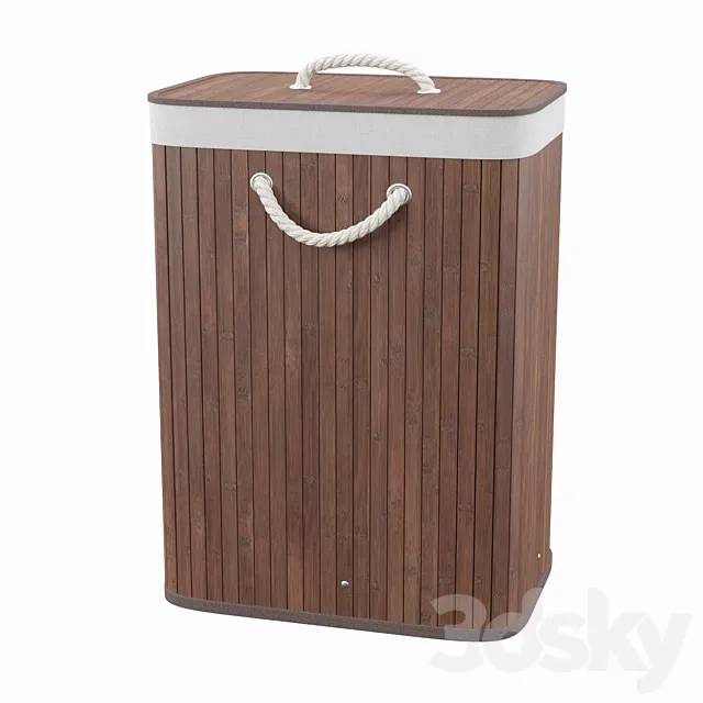 Bamboo Rectangular Laundry Hamper 3D Model
