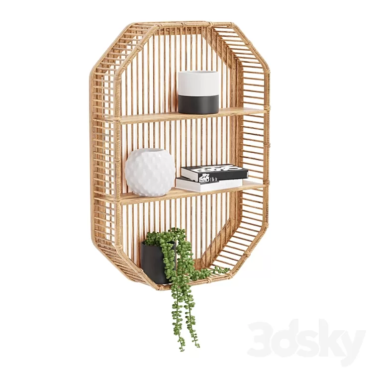 Bamboo Shelf Unit 3D Model