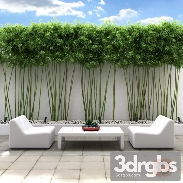 Bamboo Wall Outdoor Sofa 01 3D Model Free