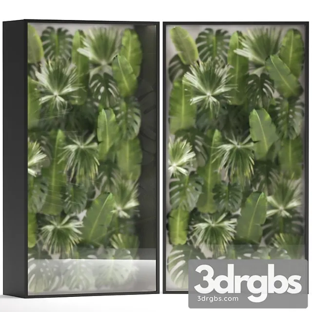 Banana Palm Branches And Fan Palm Leaves In A Niche Behind A Translucent Stack 70 3D Model Free