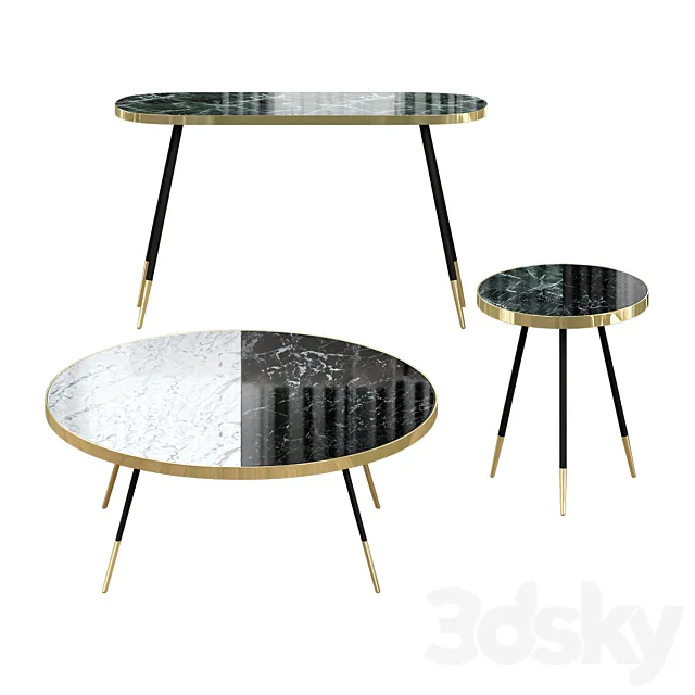Band marble coffee table by Bethan Gray 3D Model