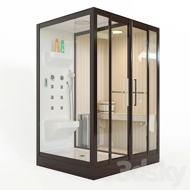 Banff S-45R shower cabin with sauna 3D Model