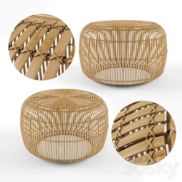 Bangor Round Bamboo Coffee Table 3D Model