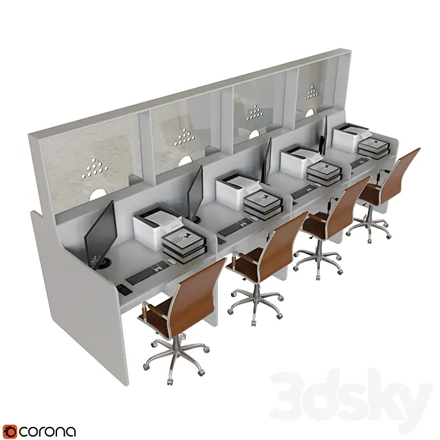 Bank Counter 02 3D Model