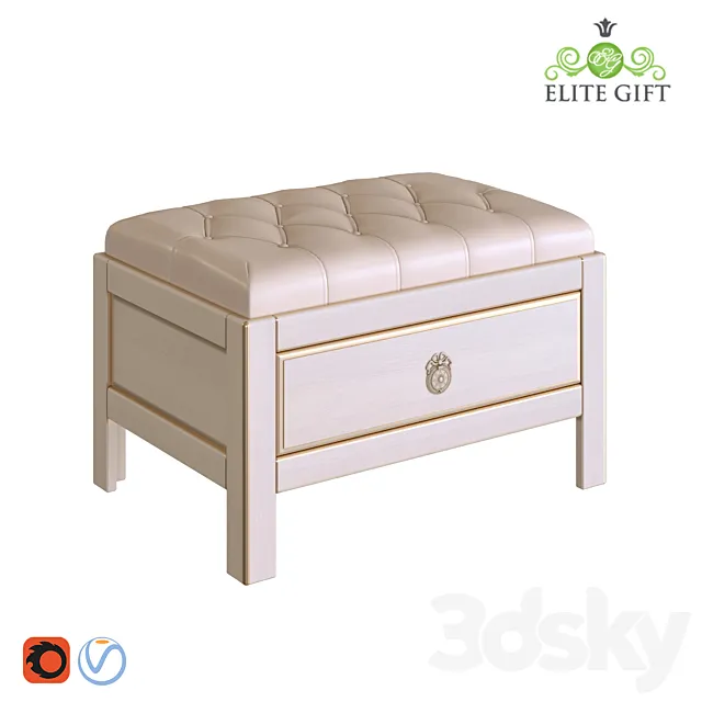 Banquet in the hallway Elite Gift "Gold" leather beige. 3D Model