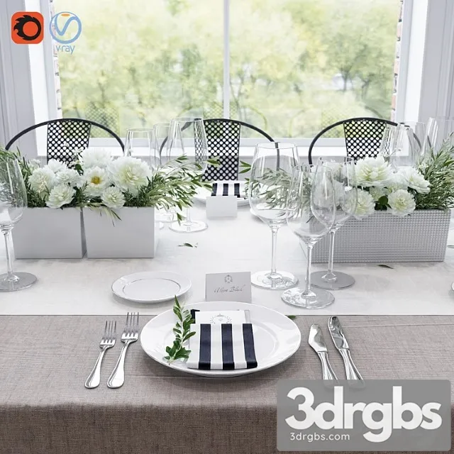 Banquet Table Setting 3D Model Free