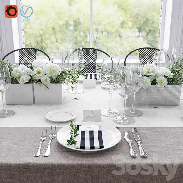 Banquet Table Setting 3DModel