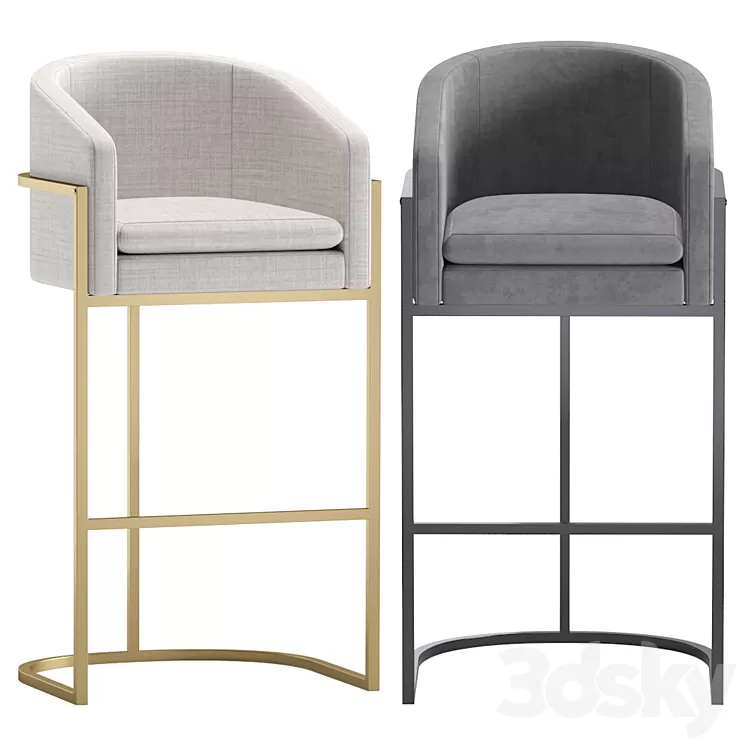 Bar and Semi Bar Stools San Francisco by Cazarina Interiors 3 Colors Version 3D Model Free