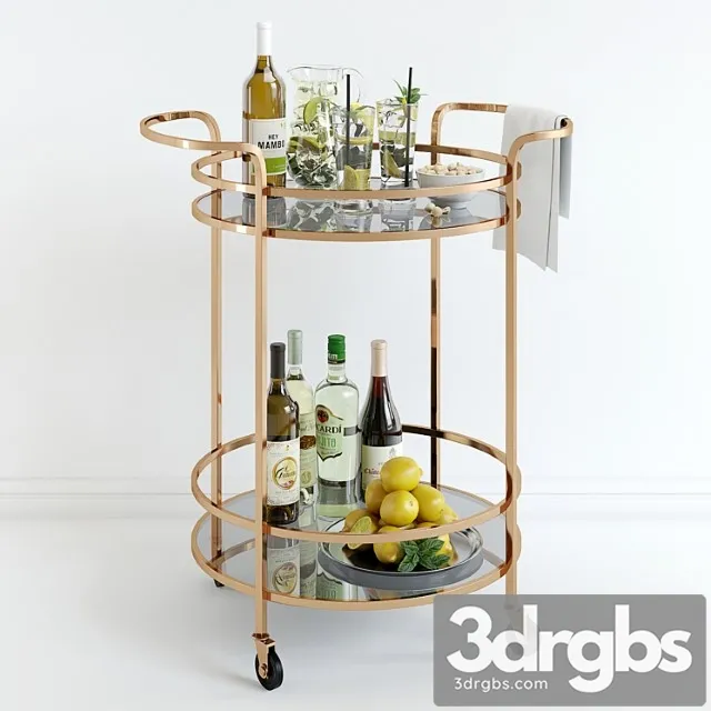Bar cart pottery barn 3D Model Free