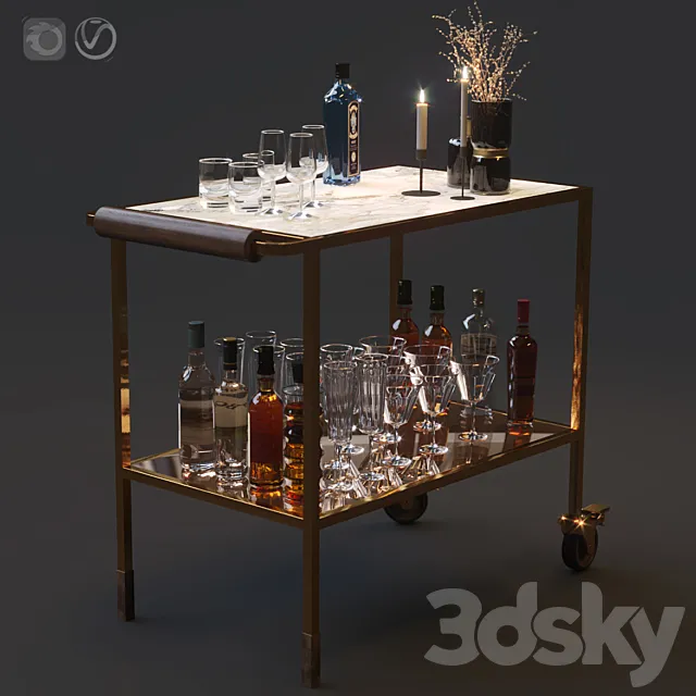 Bar cart set 01 3DModel