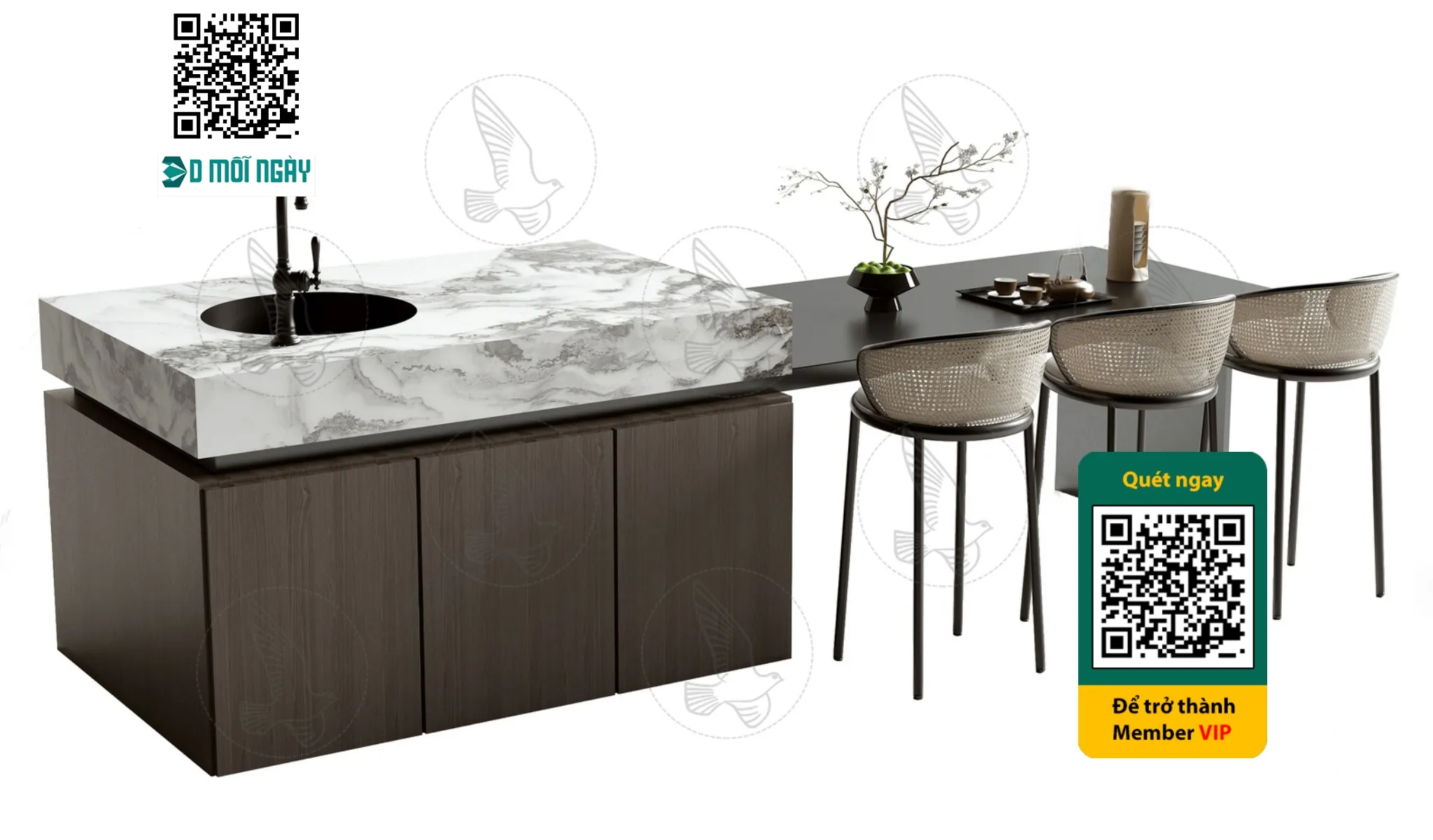 Bar chair 3D - 001 - 3706