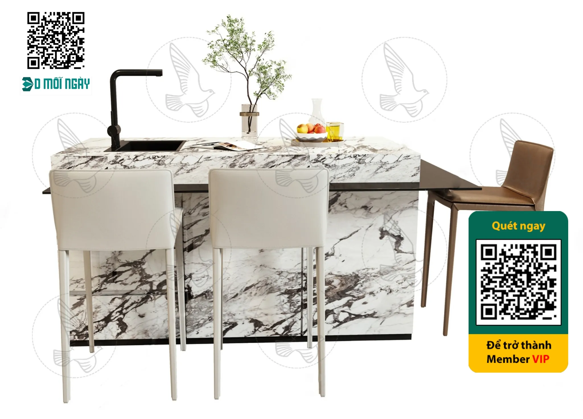 Bar chair 3D - 002 - 3707