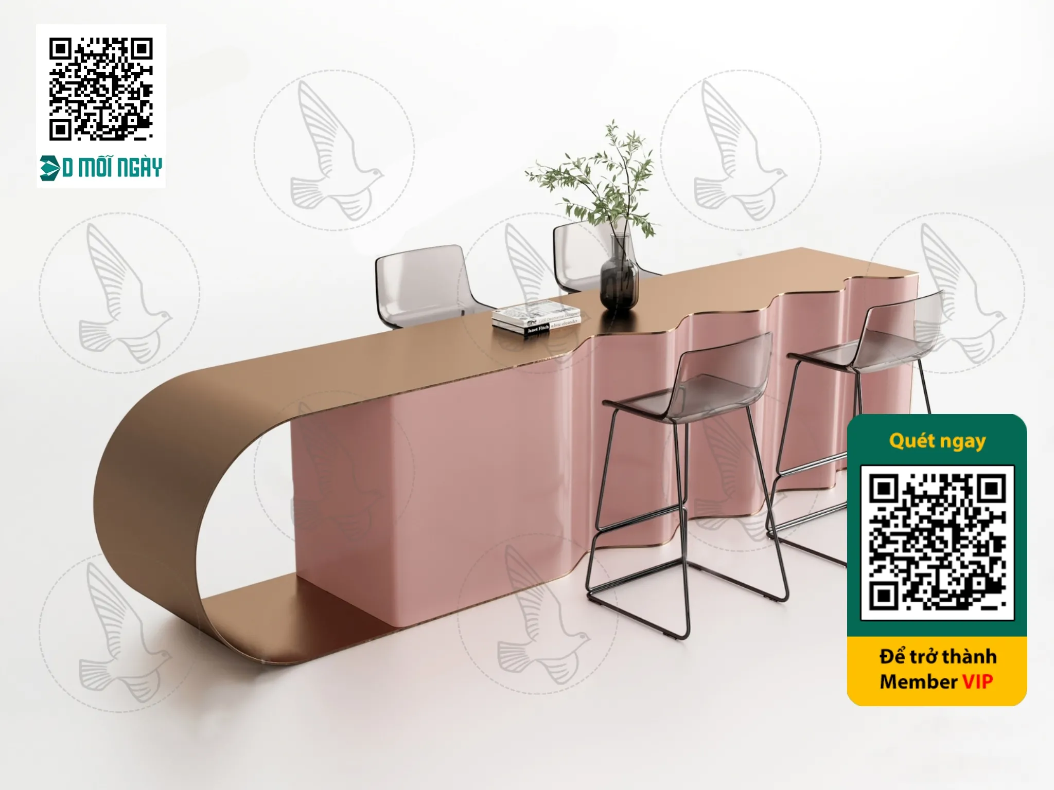 Bar chair 3D - 005 - 3710