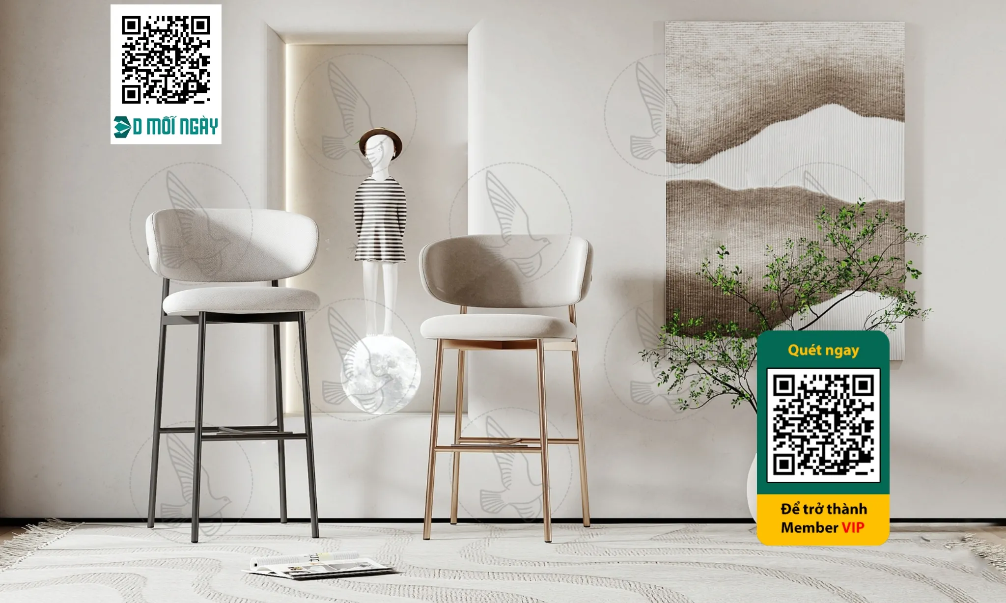 Bar chair 3D - 007 - 3712