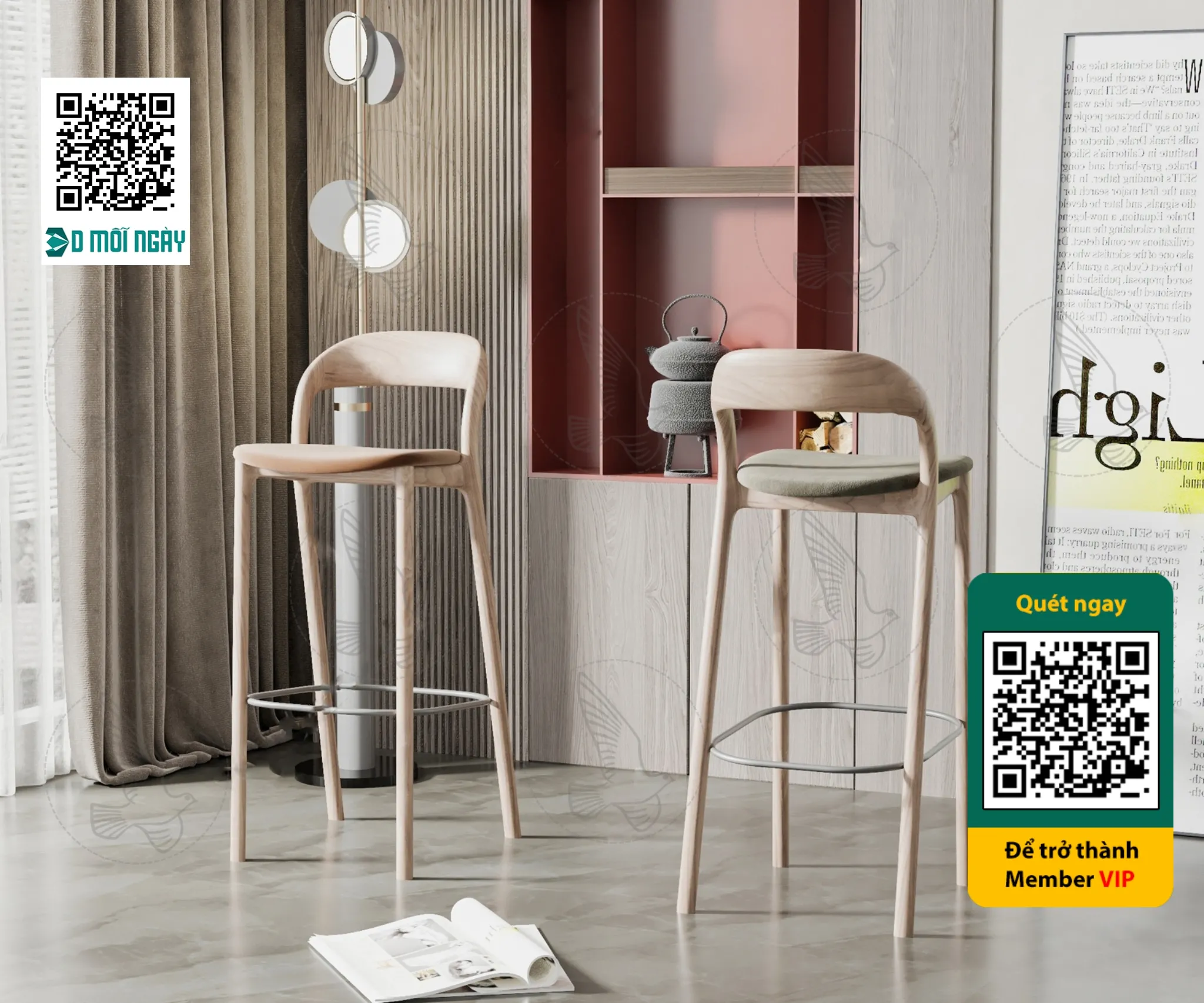 Bar chair 3D - 008 - 3713