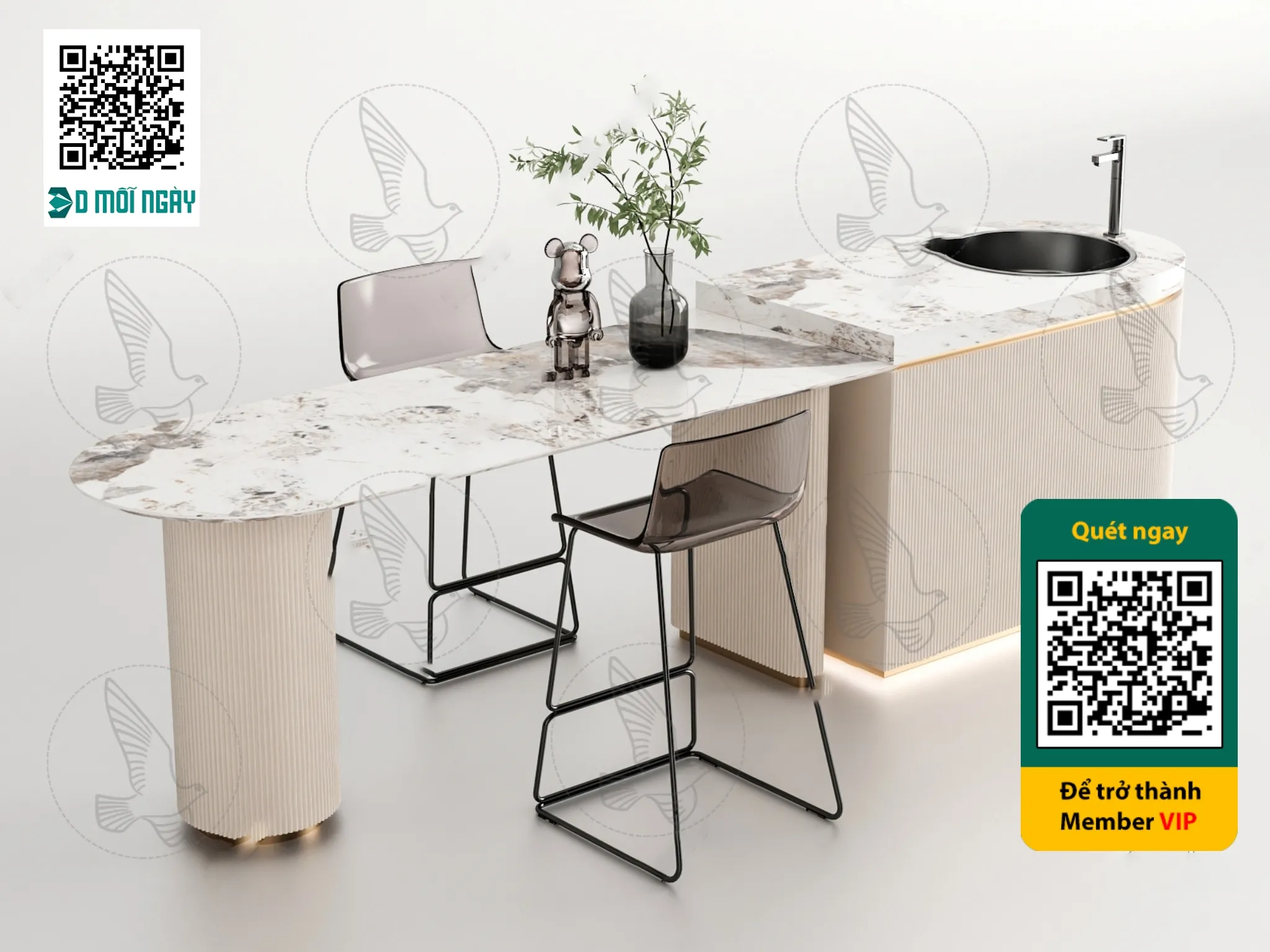 Bar chair 3D - 010 - 3715