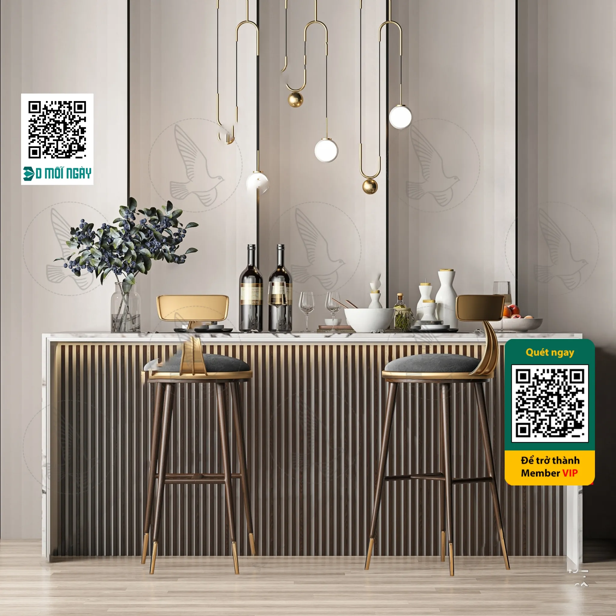 Bar chair 3D - 011 - 3716