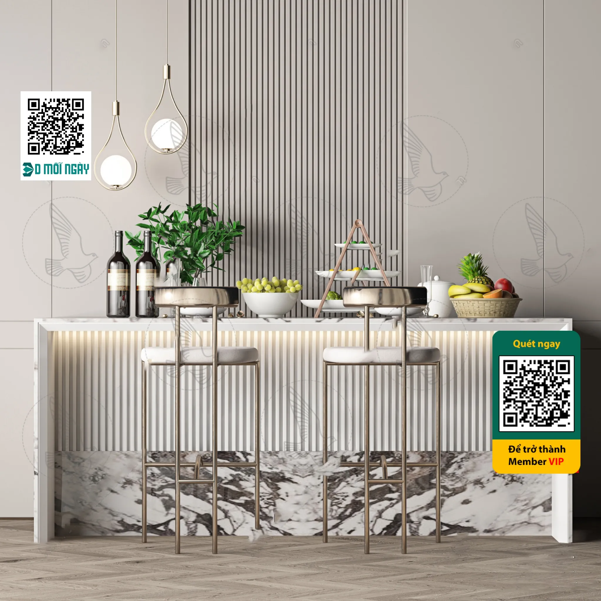 Bar chair 3D - 013 - 3718