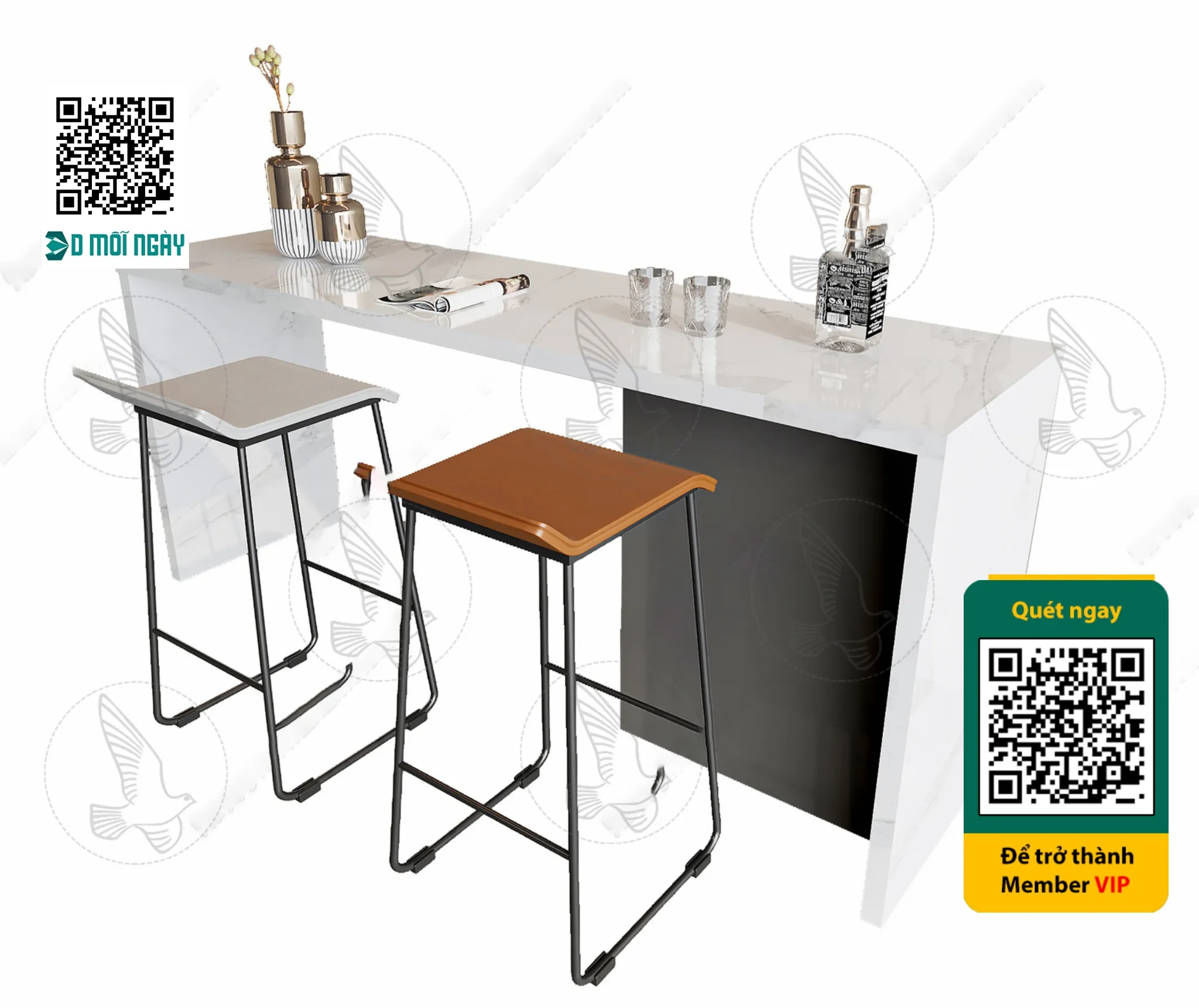 Bar chair 3D - 014 - 3719