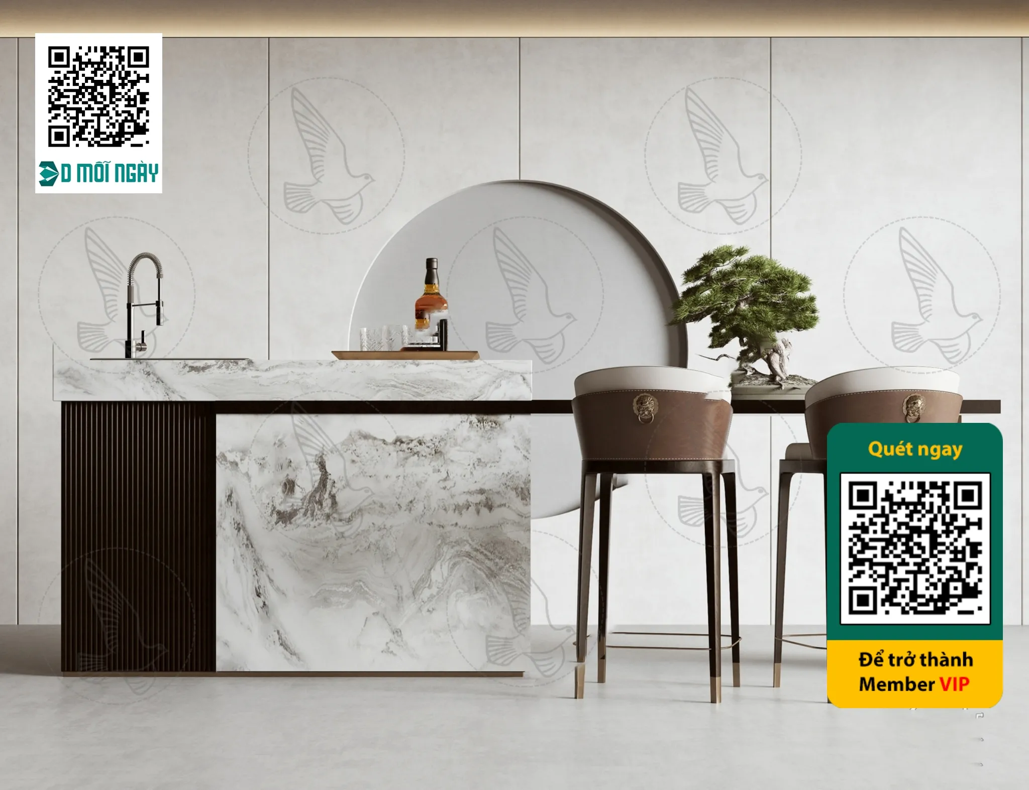 Bar chair 3D - 015 - 3720