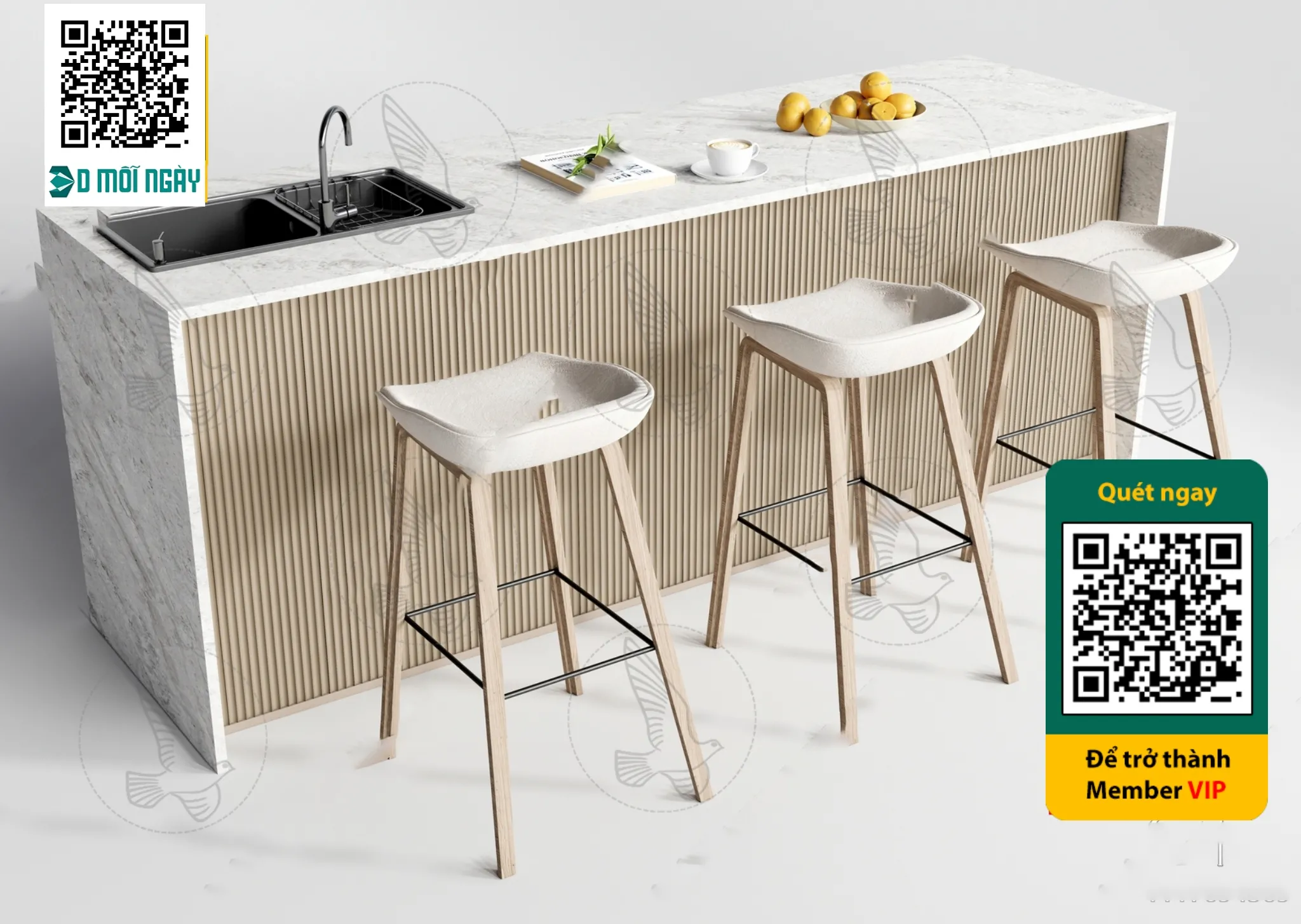 Bar chair 3D - 017 - 3722