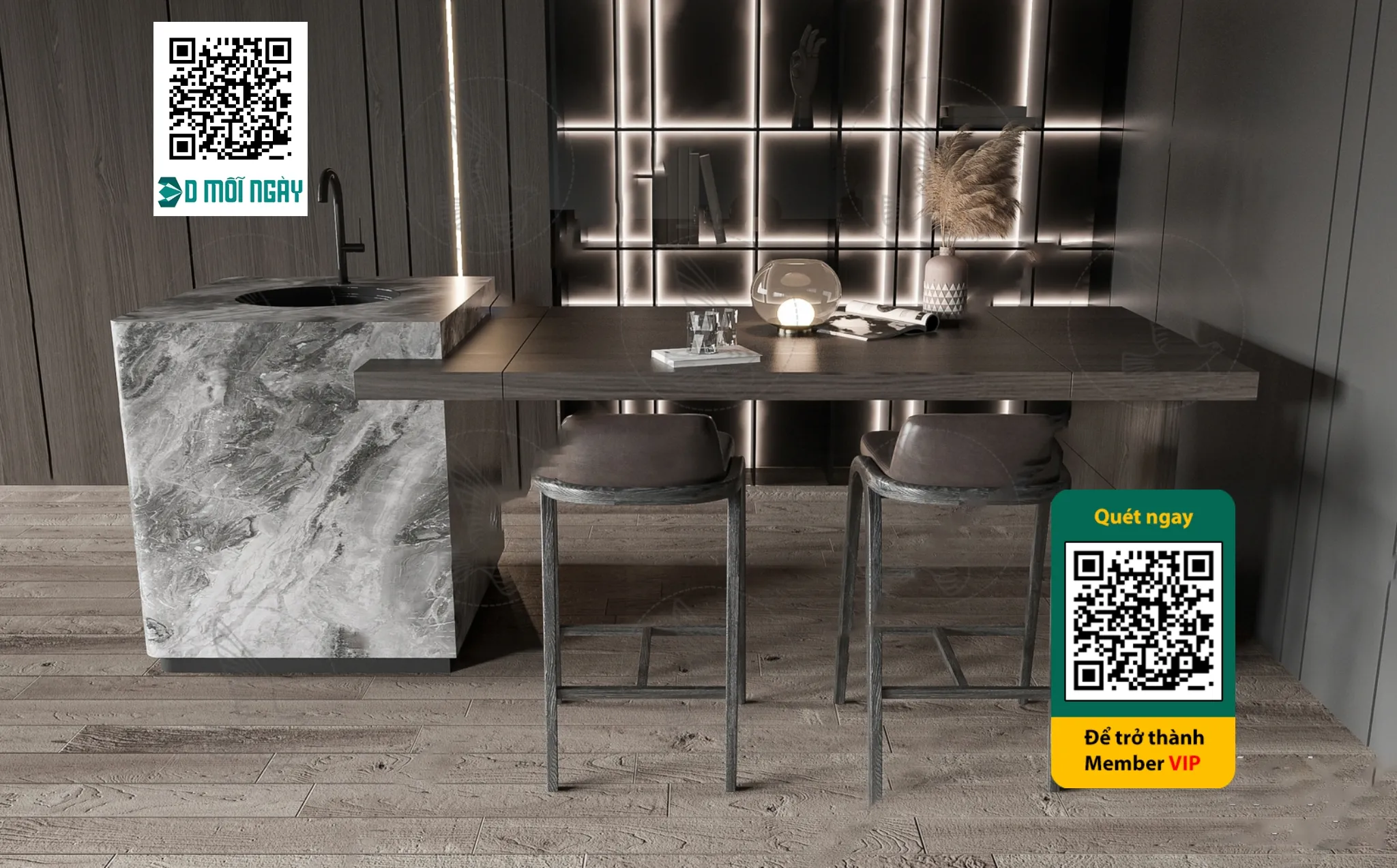 Bar chair 3D - 020 - 3725