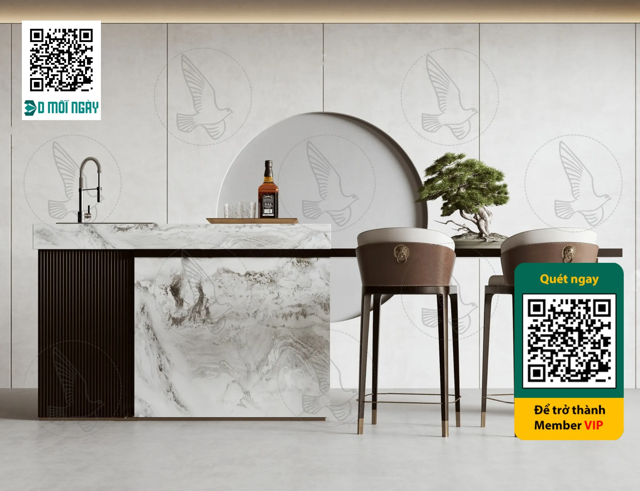 Bar chair 3D - 021 - 3726