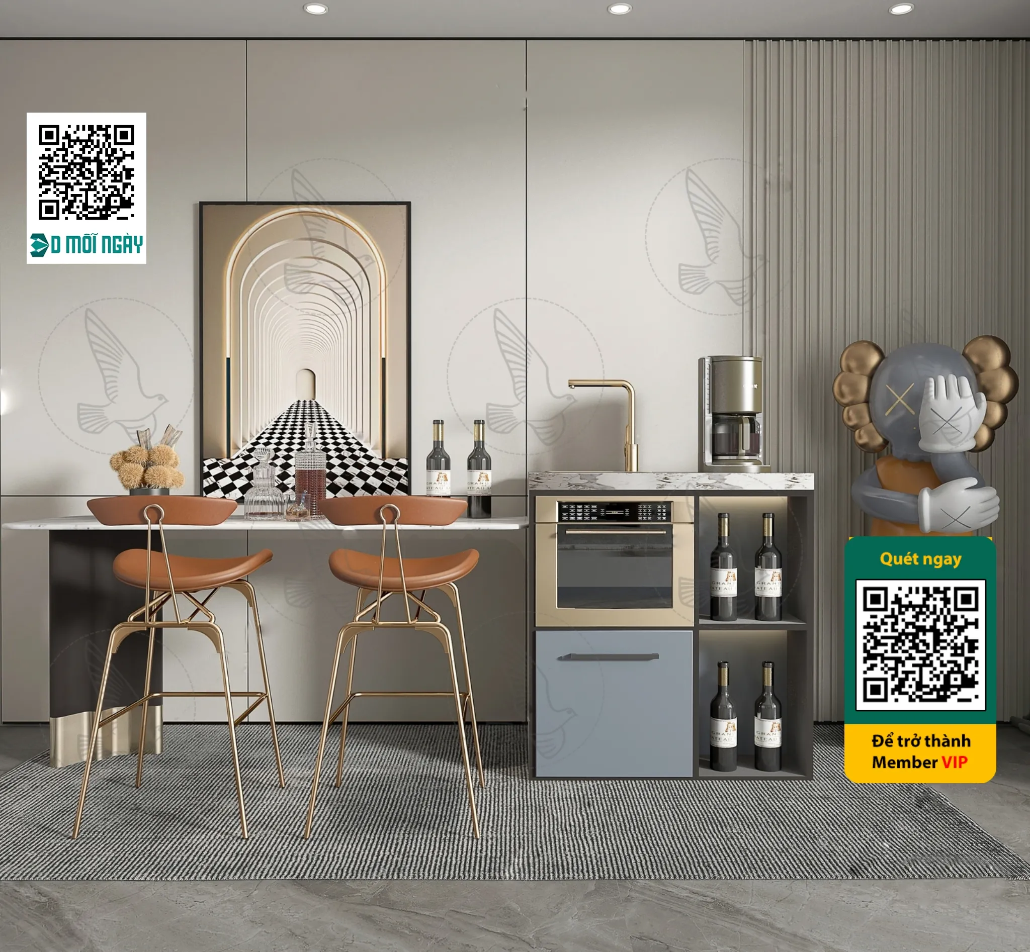 Bar chair 3D - 022 - 3727