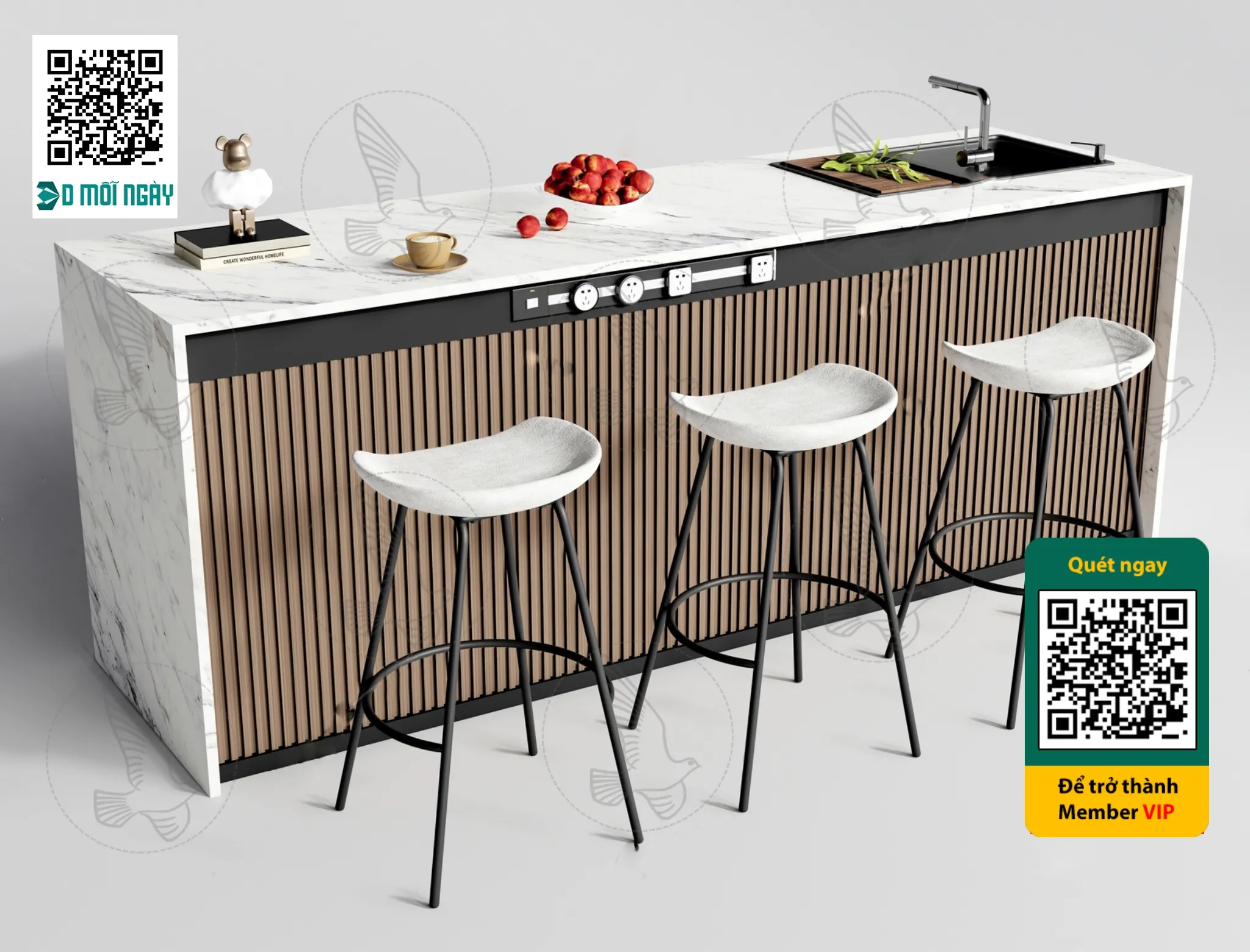 Bar chair 3D - 024 - 3729