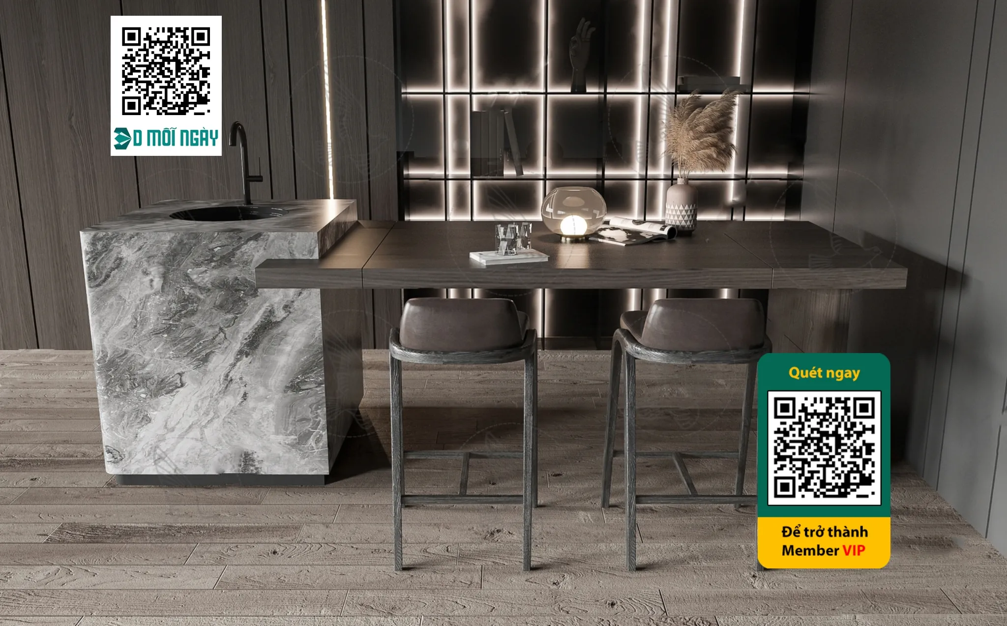 Bar chair 3D - 025 - 3730