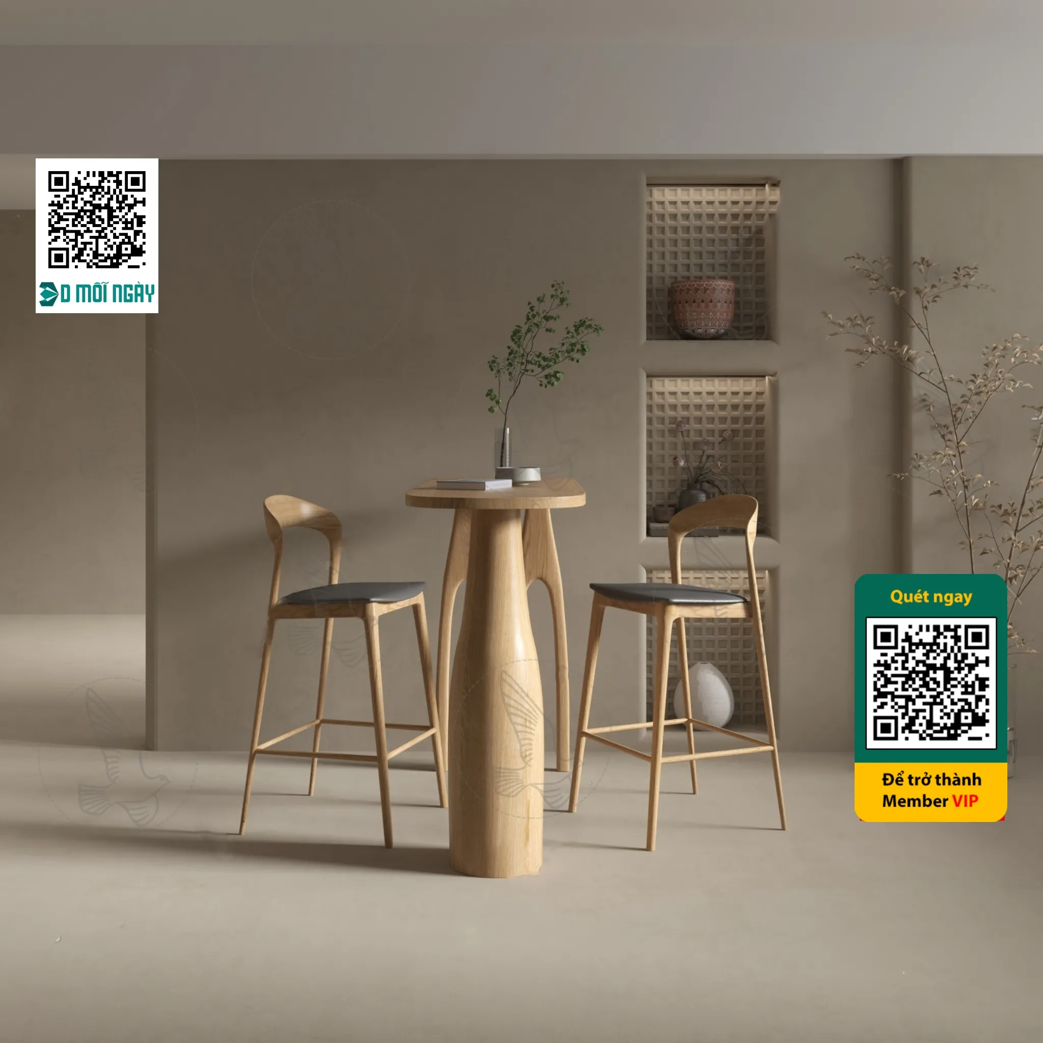 Bar chair 3D - 027 - 3732