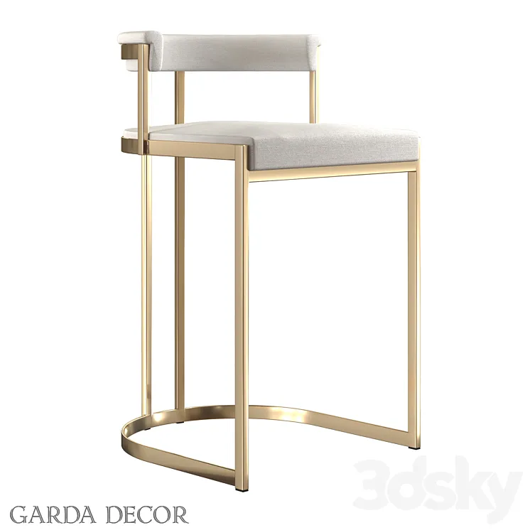 BAR CHAIR LIGHT GRAY VELOR (GOLD) GY-B8216GOLD-LG Garda Decor 3D Model Free