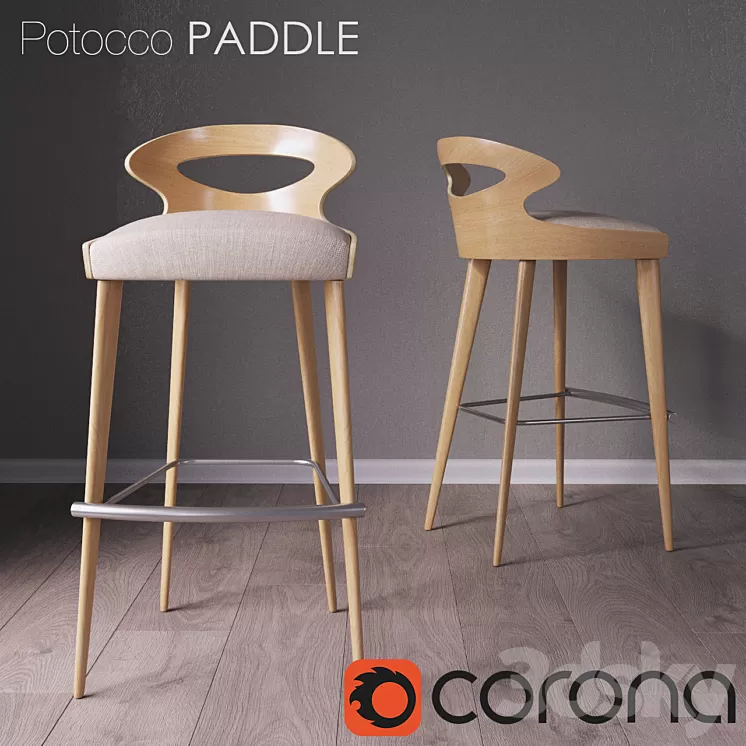 Bar chair Potocco PADDLE 3D Model