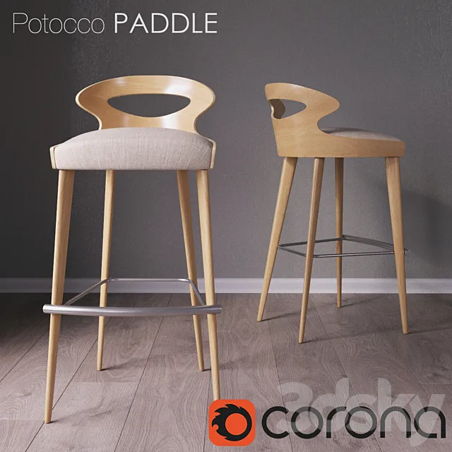 Bar chair Potocco PADDLE 3D Model