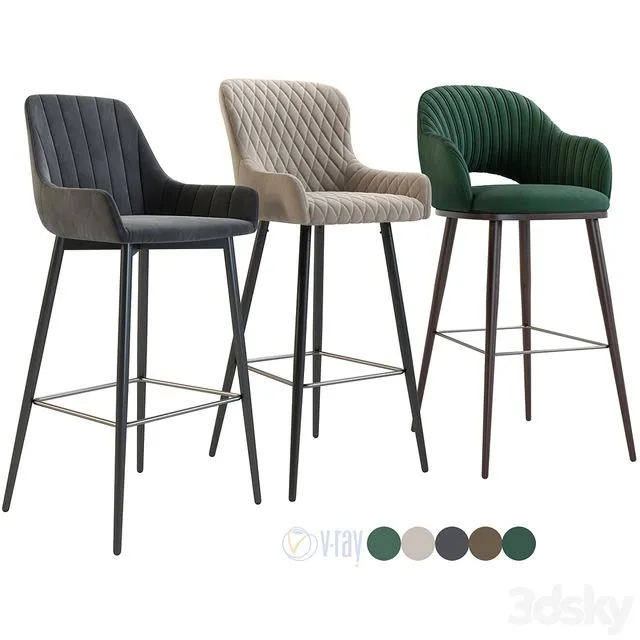 Bar chair semi-bar Hamburg Mint Dylan 3D Model