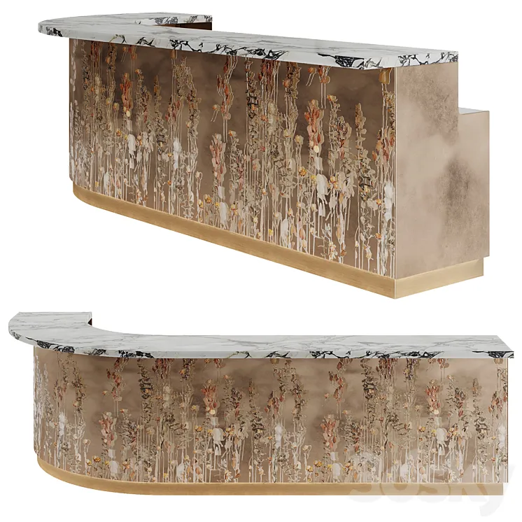 Bar counter with flowers by Nuova Home 3D Model Free