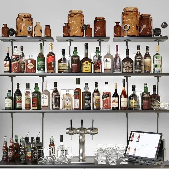 Bar counter with strong alcohol. Alcohol 12 3D Model