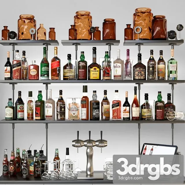 Bar counter with strong alcohol alcohol 12 3D Model Free