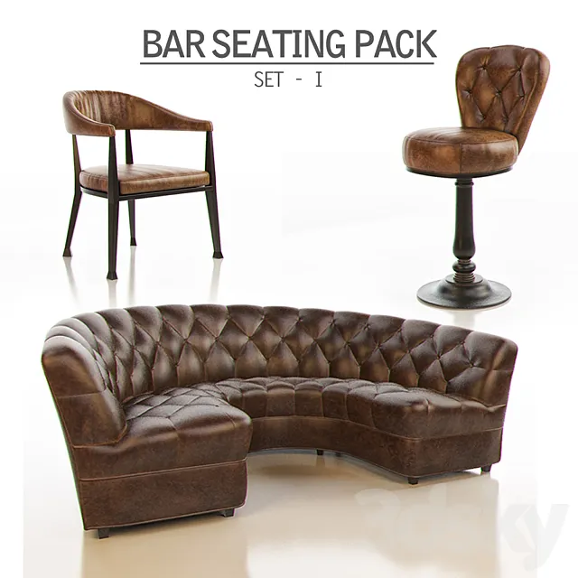 Bar Seating Pack - Set 1 3D Model