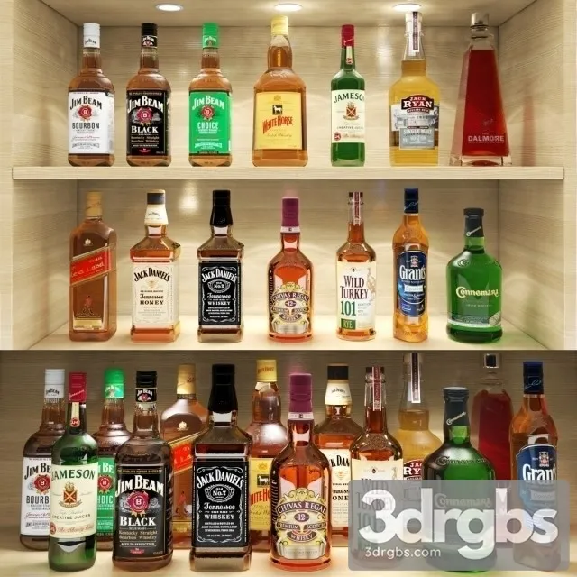 Bar Set Whiskey 3D Model Free
